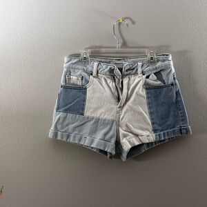 Pacsun Women Denim Blue Patched Mom Shorts size 25